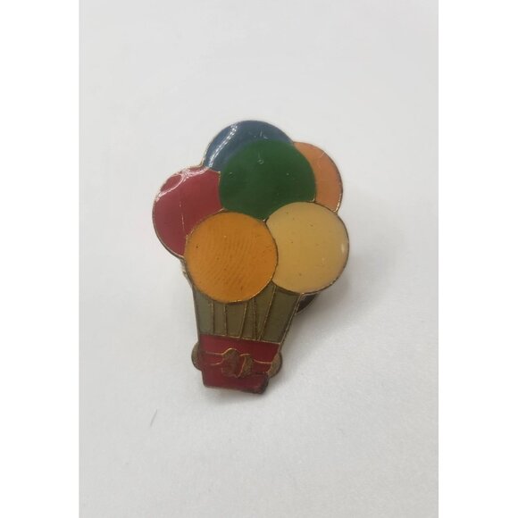Other - Hot Air Balloon Pin Basket Of Balloons Pin Multicolored &‎ Gold Tone Vintage